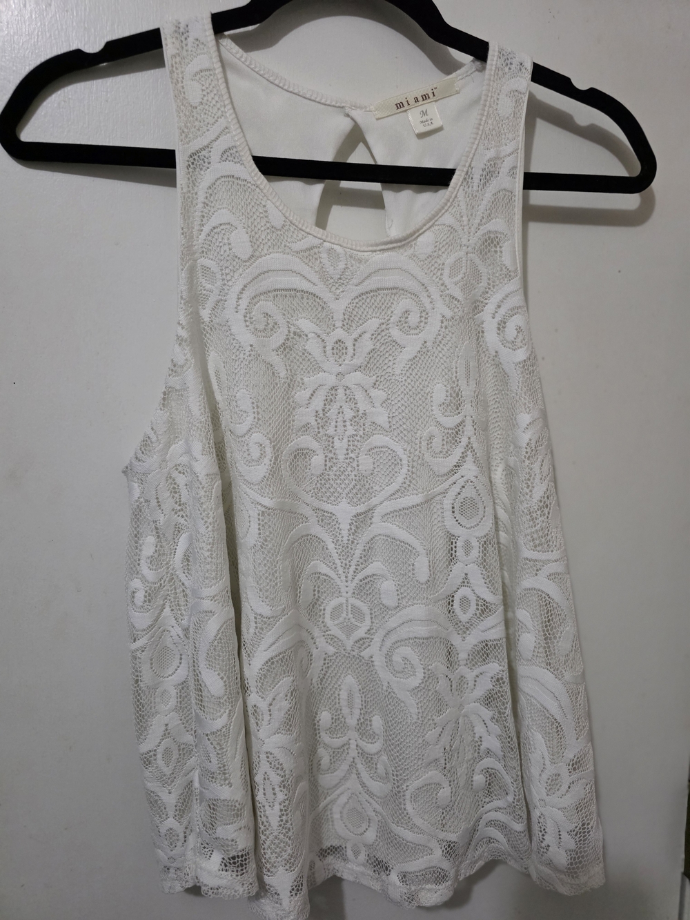 miami White Lace Tank Top